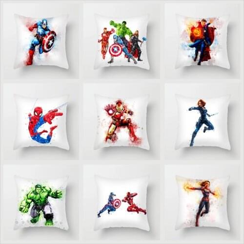 Marvel The Avengers Spider-Man Captain America Iron Man Cartoon Pillow Covers Decorative Home Bedroom Cushion Cover 45*45cm