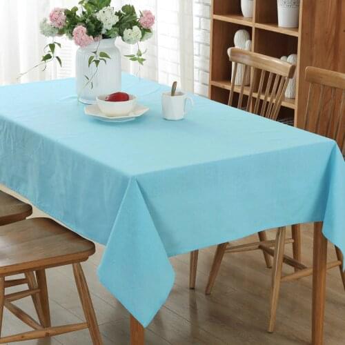 Linen Cotton Tablecloth Green Solid Color Dust-proof Multi-use Cover Cloth Wedding Banquet Rectangular Table Cloth