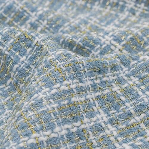 Blue white plaid weaving tweed fabric for coat tissus au mètre telas por metro ткань для шитья tela sewing tissu by the yard DIY