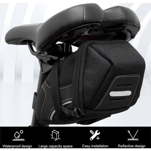 Bike Saddle Bag Bicycle Strap-On Waterproof Bicycle Seat Pack Bag With Reflective Strip Cycling Wedge For MTB Road Foldable Bike