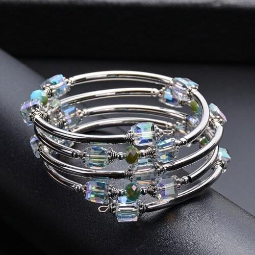 High Quality Authentic Ancient Silver Rectangular Reflective Crystal Bracelet Fine Bracelet Fit Women Charm Bracelet Jewelry