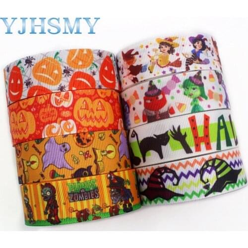 YJHSMY I-191004-2340,22mm 10yards Halloween Cartoon Thermal transfer Printed grosgrain Ribbons,bow cap,Clothing DIY accessories