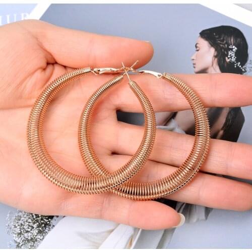 New Punk Fashion Personality Ear Jewelry Big Hoop Earrings For Women Girl Large Geometric Exaggeration Loop Earrings Trend Gift