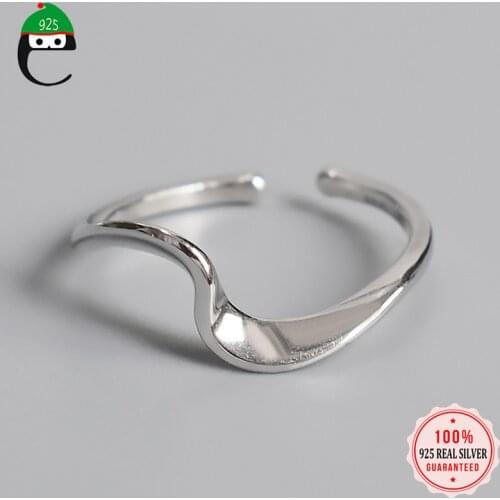 ElfoPlataSi Real 925 Sterling Silver Fashion Minimalist Distortion Opening Ring For Women Lady Valentines Day Jewelry DD194