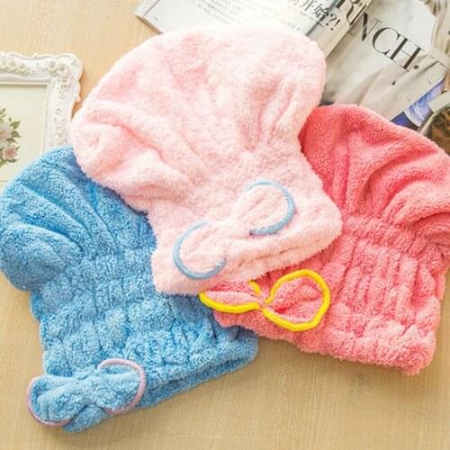 1 Pcs Microfiber Solid Hair Quickly Dry Hair Hat Cap Bathing Tool Drying Towel Head Wrap Hat For Womens Girls Lady HG0464