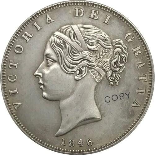 1846 United Kingdom 1/2 Crown Victoria Cupronickel Plated Silver Collectibles Copy Coin