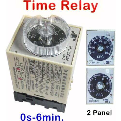 2 NC 2 NO timer 0s - 6min. time relay 3A AC250V/DC24V with base