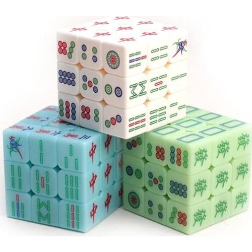3x3x3 Zcube Chinese style Mahjong Magic Cubes Speed Puzzle Cubes Smooth Transparent Luminous Cube Educational Toys for Children
