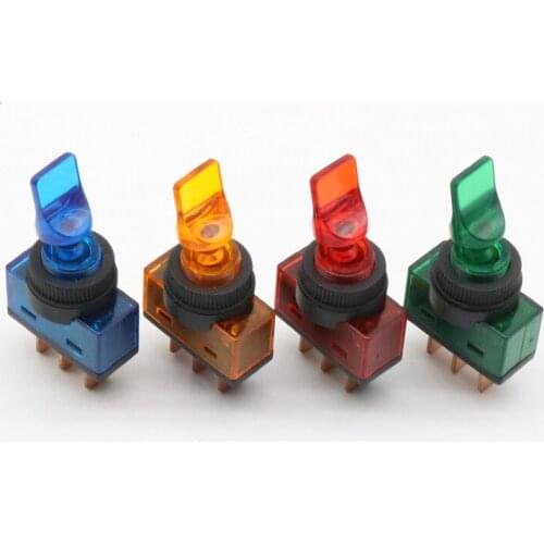 4 pcs DC12V 20A Indicator Panel Mounting ON-OFF Car Toggle Switch Red, green, yellow , blue