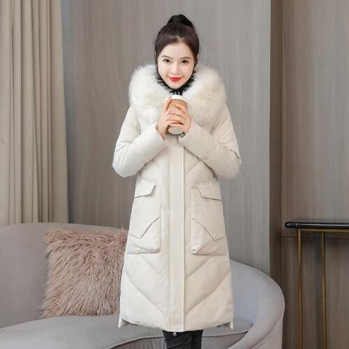 4XL 5XL Big Fur Collar Parka Slim Women Cotton Padded Jacket Snow Outwear Long Parka Lady Winter Loose Jackets Female Down Coat