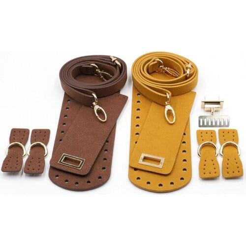 5 Pieces/Set Artificial Leather Shoulder Bag Replacement Sewing Accessories for DIY Hand-Woven Crocheting Handbag Parts