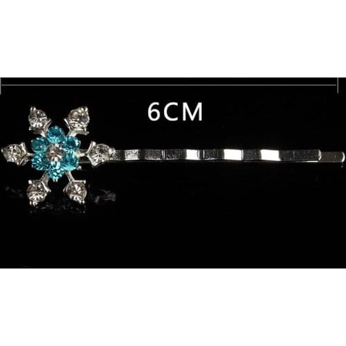 60 Pcs Bridal Prom Rhinestone Blue Snowflake Hair Clips Bobby Pins Hairpin Barrette