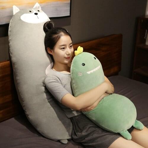 70/90cm Cartoon Husky Plush Toys Kawaii Dinosaur Cloth Doll Stuffed Animal Pillow Cushion Soft Sofa Brithday Gifts Baby Children