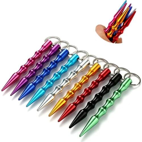 Aluminum Self Defense Keychain Mental Stick Cars Keychains Personal Safty Key Chain Charm Car Keyring 9 Colors#85