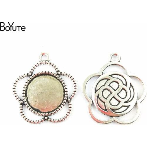 BoYuTe (30 Pieces/Lot) 20MM Cabochon Base Zinc Alloy Materials Antique Bronze Silver Plated Blank Pendants for Jewelry Making