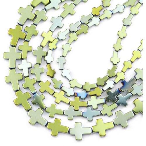 Cross Jesus Hematite Beads 6/8/10MM Green Natural Stone Spacers Loose Beads For Handmade Jewelry Making Diy Bracelet Accessories