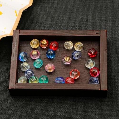 10pcs/lot Gradient Glass Pumpkin Beads For Jewelry Making DIY Needlework Loose Spacer Bead Making Earring Necklace Accessories
