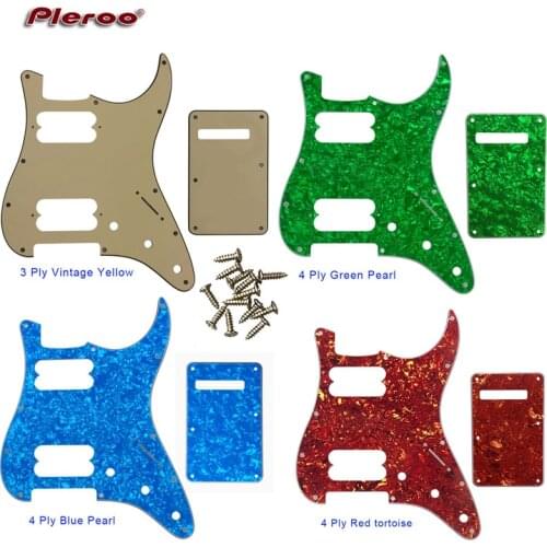 Pleroo Parts - For FD US 72' 11 Screw Hole Standard Strat Player Humbucker HH Guitar pickguard & Back Plate Scratch Plate