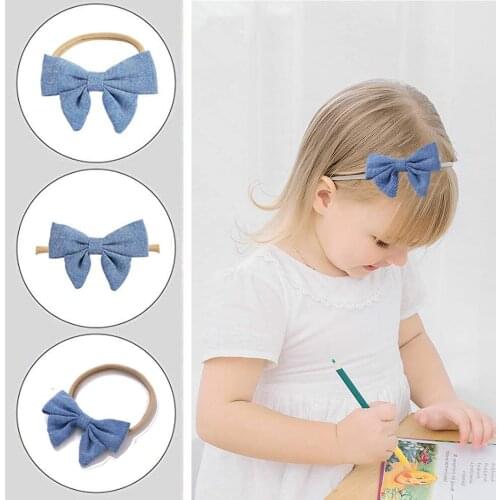 Baby Sweet Bow Headband Turban Flower Kawaii Hair Accessories Nylon Stretch Girls Hair Accessorie for Children Kids Headwear