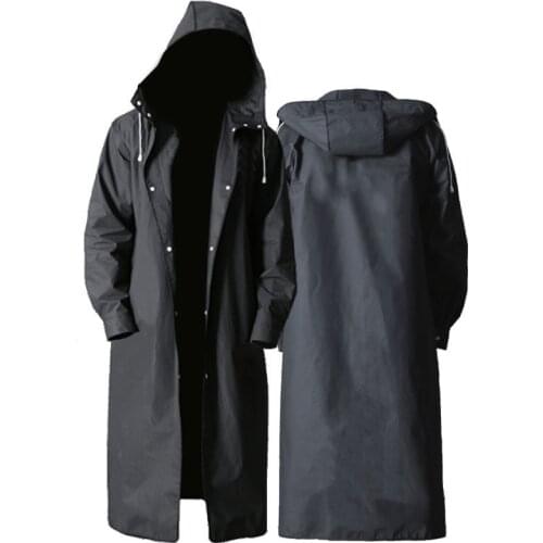 Adult Long Raincoat Men Women Impermeable Rainwear EVA Black Outdoor Hiking Travel Waterproof Hooded Rain Coat Poncho Thickened