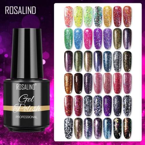 ROSALIND Gel Polish Shiny Giltter Gel Series 7ml Hybrid Varnishes All For Nail Art Design Manicure UV Gel Needed Base Top Coat