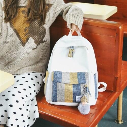 Canvas campus wind han edition girl bags, canvas girl lovely backpack