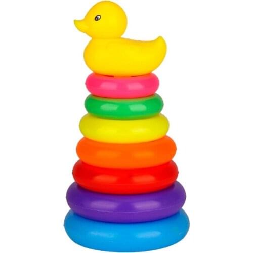 Toddler Bath Toys for Kids1-3 Year Old with Duck Stacked Circles Baby Birthday Gifts Creative Baby Water Colorful Toys