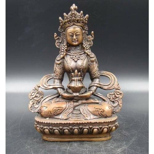 Collectible Handmade Carved Statue Buddha India Copper Brass Bronze