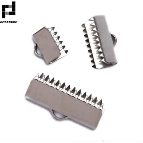 50pcs 6.5 11 20mm Stainless Steel End Clasps Fastener Fitting Flat Leather Cord Necklace Connectors For Jewelry Making DIY