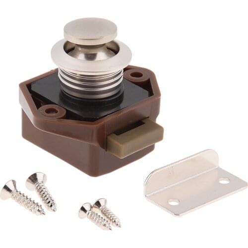 Brown Push Button Latch Lock Cupboard Door Knob for RV Camper Marine Boat
