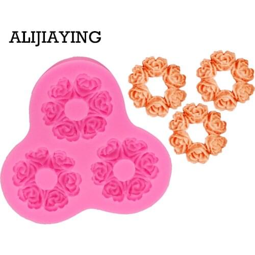 M0258 1Pcs Flower wreath Silicone moulds fondant mold cake decorating tools chocolate gumpaste molds