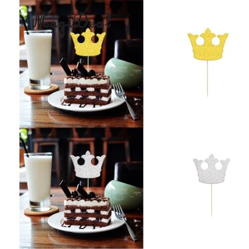 MagiDeal 20 Pieces Glitter Paper Crown Cake Cupcake Topper Wedding Engagement Birthday Party Baby Shower Cake Decor Photo Prop
