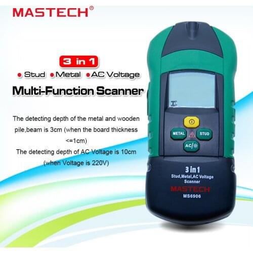 Buy 1 Free 1 MASTECH MS6906 3 in 1 stud metal detector Wall Scanner detector AC Voltage Tester Thickness Gauge w/ NCV