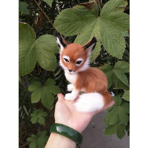 Cute simulation brown sitting fox model polyethylene&fur fire fox doll about 14.5x12cm 0518