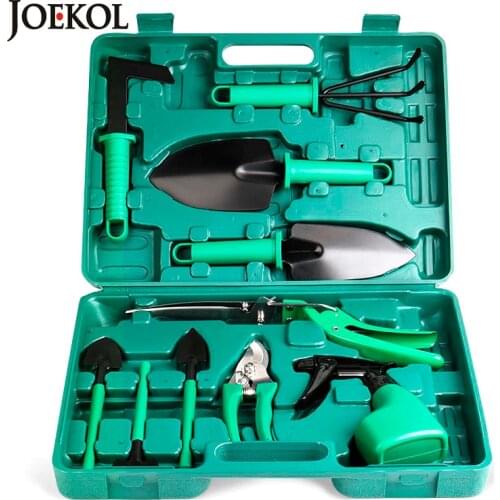 Garden Tool Sets 10PCS Hand Tool with Trowel Pruner Rake Shovel Grass Shear Spray Bottle with Storage Case