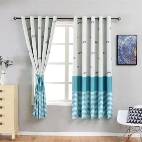 New Country Short Blackout Curtains for Kids Bedroom Grid Stitching Polyester 100x200 Elegant Living Room Kitchen Window Panels