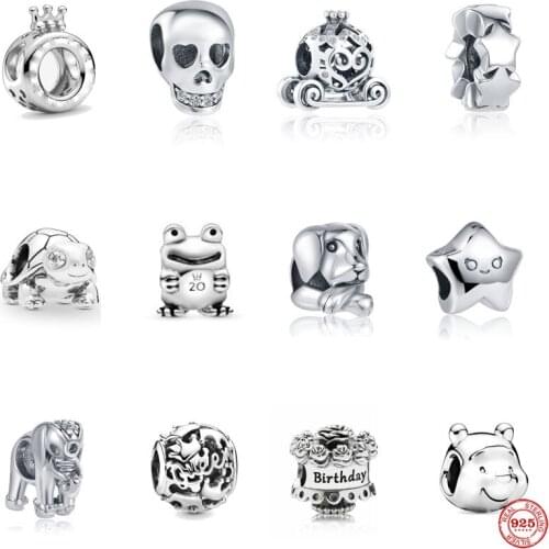 New European Skull Dog Turtle Birthday Beads Fit Original Pandora Charms Silver 925 Bracelet DIY Women Jewelry Accessories