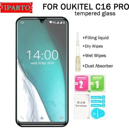 OUKITEL C16 PRO Tempered Glass 100% Good Quality Premium 9H Screen Protector Film Accessories for C16 PRO (Not 100% Covered)