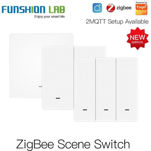 FUNSHION Tuya ZigBee Wireless 9 Scene Switch Push Button Battery Powered Transmitter Smart Life App Automation 1/2/3 Gang