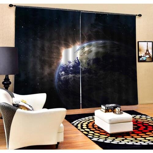 Planet curtains Luxury Blackout 3D Window Curtains For Living Room Bedroom black world curtains for bedroom Blackout curtain