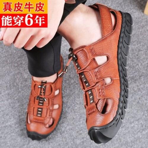 Sandals Leather Antiskid Outdoor Leather Sandals Mens Shoes Original Chaussure Homme Zapatos De Hombre