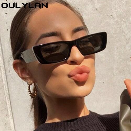 Oulylan Women Sunglasses Fashion Small Rectangle Sun Glasses Ladies Sexy Decorative Pink Eyeglasses 90s outdoor Shades UV400