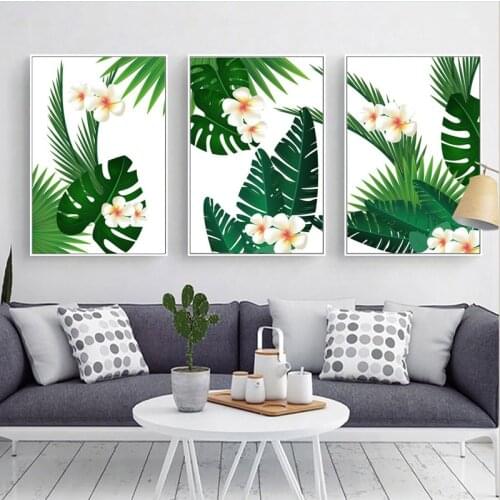 Modern Leaves Wall Art Canvas Painting Green Style Plant Nordic Posters and Prints Picture Modern Home Living Room Bedroom Decor
