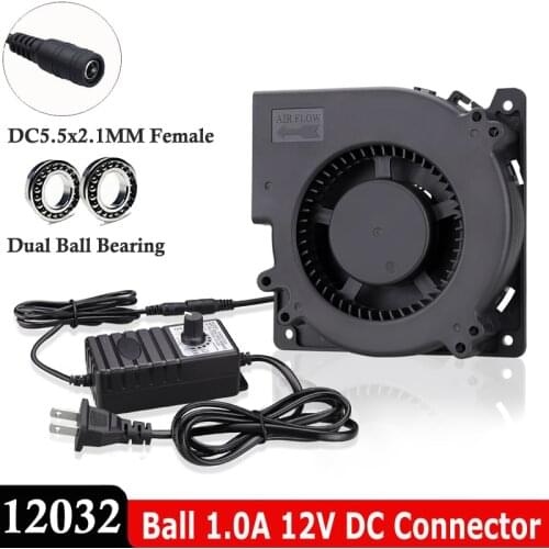 Hot 120MM Turbo Blower Fan 12V DC Female Connector 12cm 120x120x32mm 12032 Centrifugal Cooling Fan w/ AC 100V 220V Power Adapter