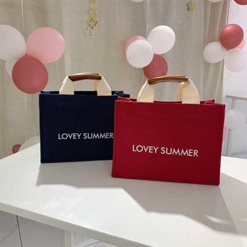 Love summer solid color MJ womens bag temperament versatile small canvas tote bag