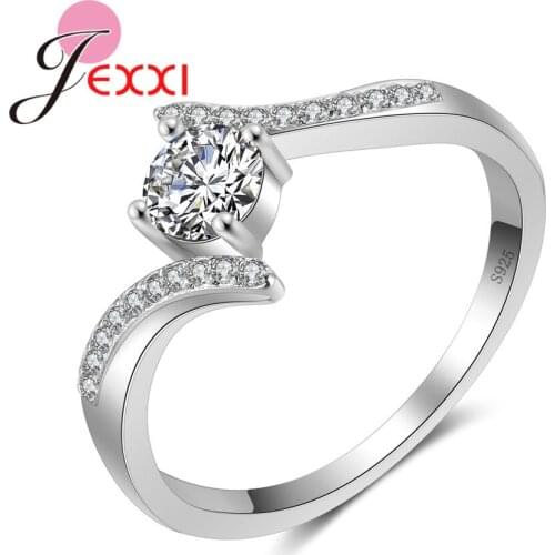 Classic Engagement Jewelry White/Blue/Green/Purple/Red 5 Colors For Choice 925 Sterling Silver Rings For Women