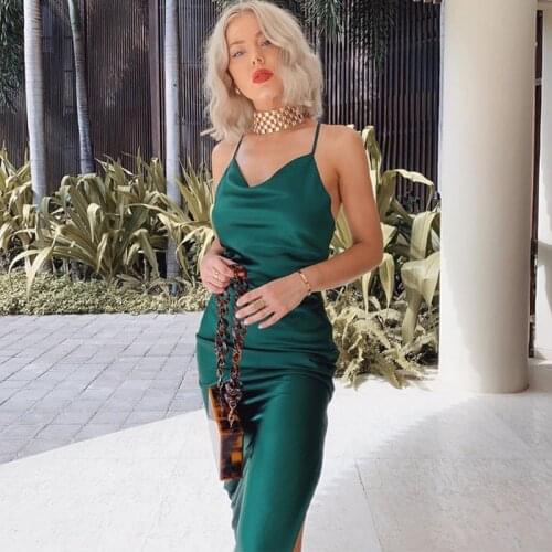 2021 Ladies Fashion New Womens European and American Evening Dress Slim One-Step Skirt Sexy Split Neck Suspender Dress Summer