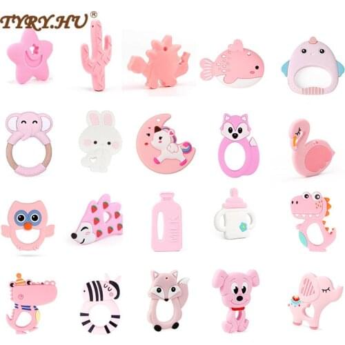 TYRY.HU 1 PC Baby teether caroon cute teething toys for pacifier chain bpa free silicone teether chewing Necklace Accessories