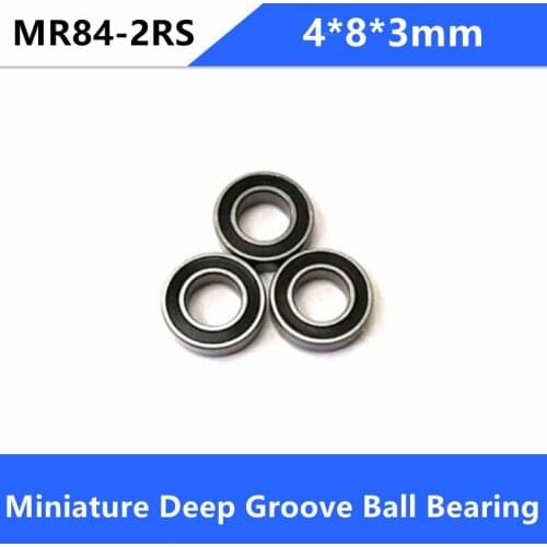 100pcs MR84RS MR84-2RS MR84 RS 2RS 4x8x3 mm Rubber sealed bearing Miniature deep groove Ball Bearing 4*8*3mm