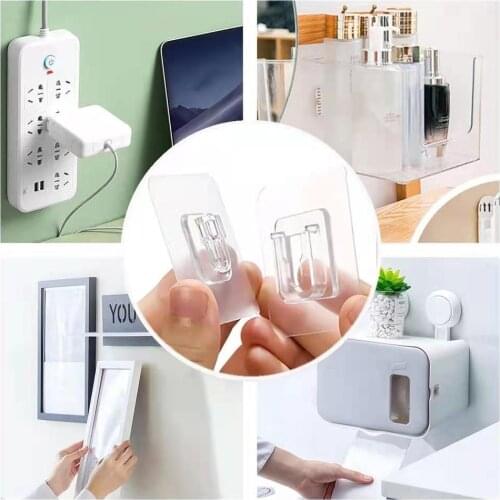 20Pcs/lot Double-Sided Adhesive Wall Hooks Hanger Strong Transparent Hook Sucker Storage Holder For Kitchen Bathroom Accessories